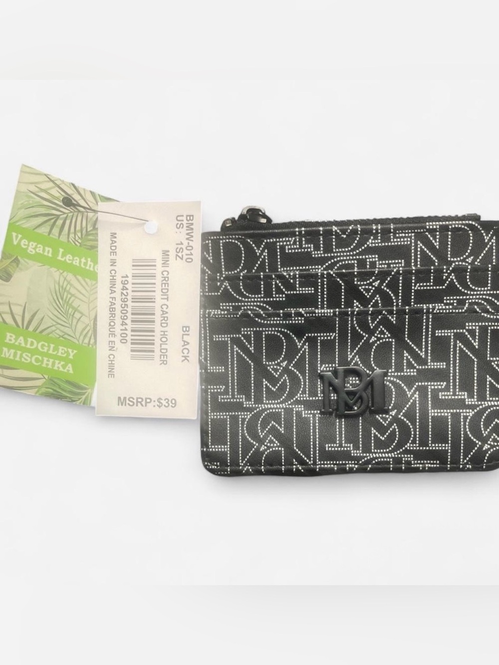 Badgley Mischka Black Logo Mini Credit Card Holder